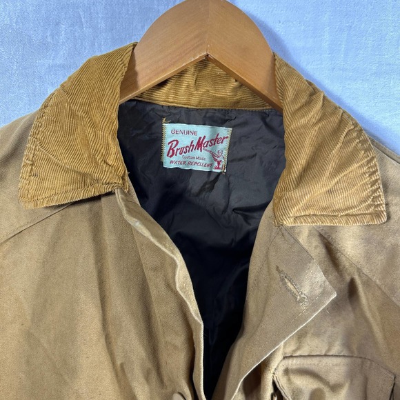 Brush Master Duck Hunting Coat Tan Custom Made Water Repelllent Corduroy Collar - Picture 6 of 14